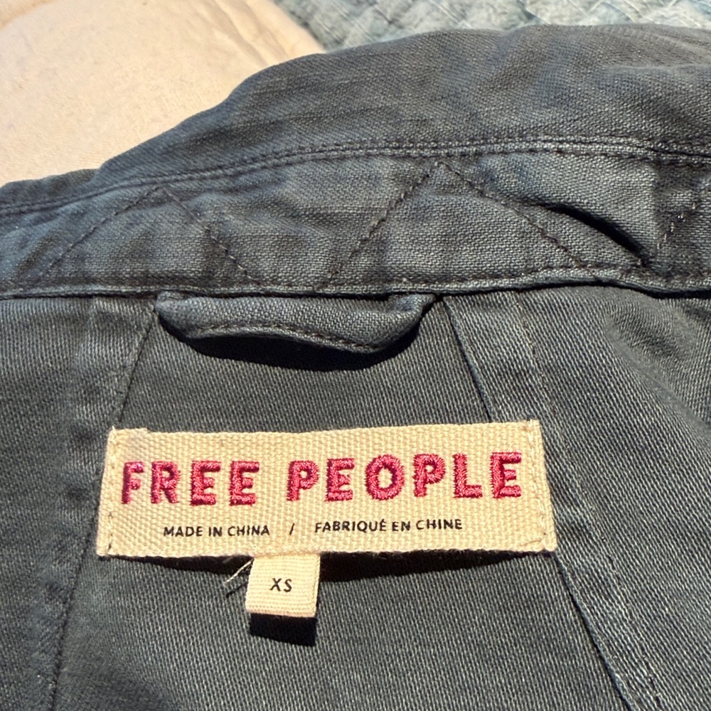 Free People Blue Gray Military Field Jacket XS - Picture 3 of 4